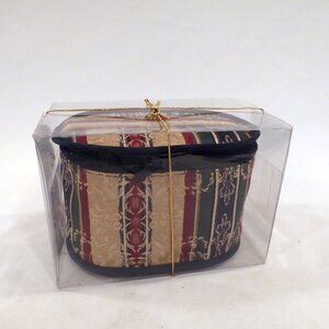 NEW ZIPPER HANDLED VANITY COSMETIC TAPESTRY FABRIC TRAVEL BAG